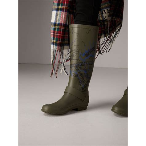 burberry doodle print rain boots